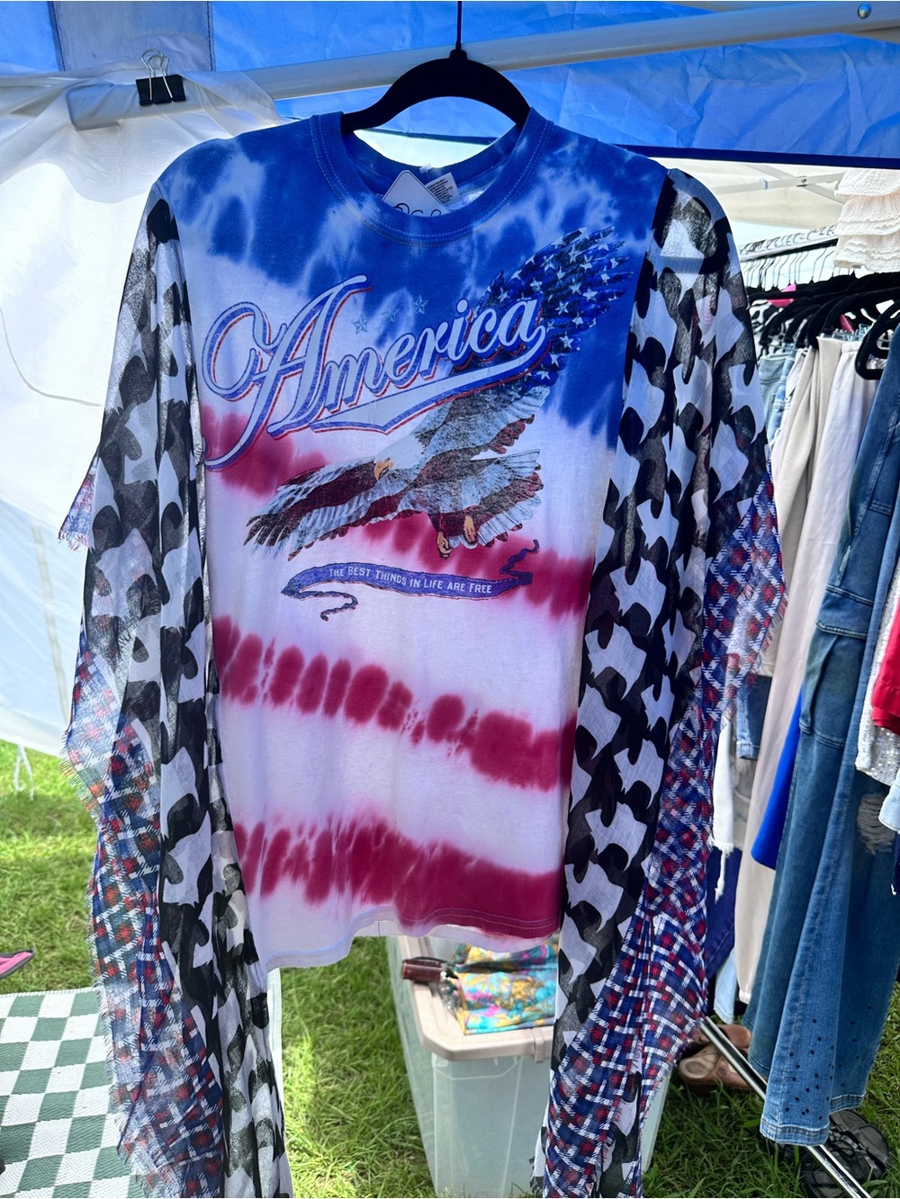 America Tie-Dye Eagle Graphic Tee - Red, White & Blue